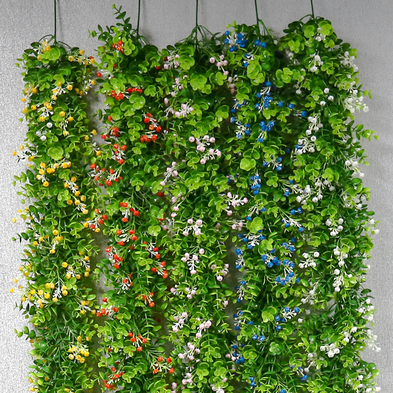 Artificial eucalipto ratán vid planta verde hoja tubo techo hoja verde sinuoso flor decorativa Vine flor falsa Ratán