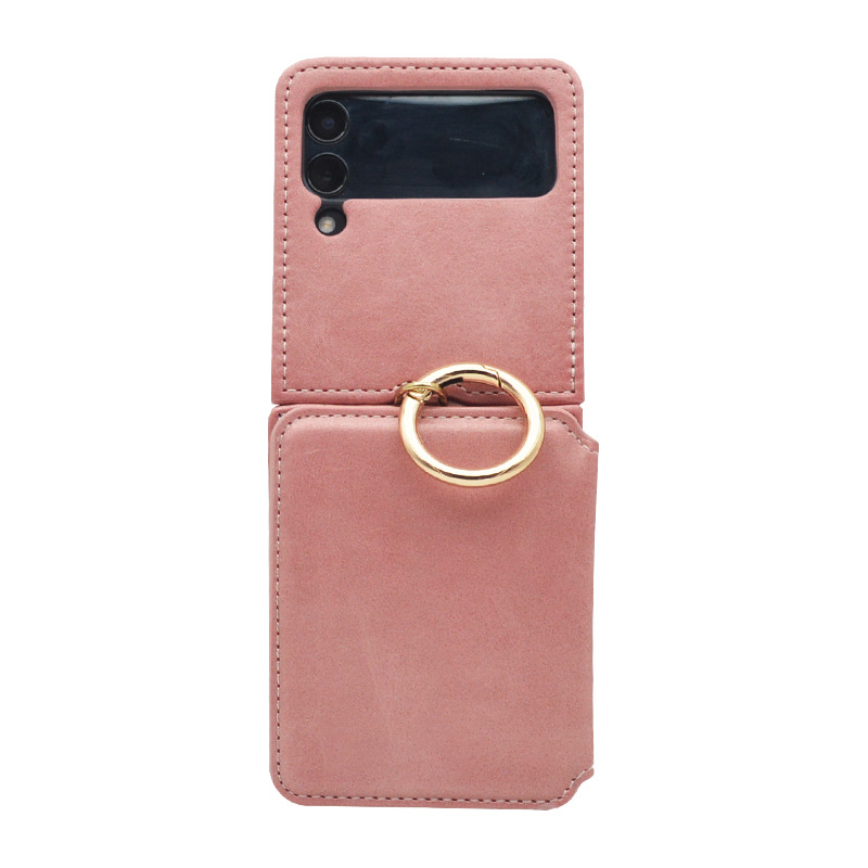 Adecuado para Samsung zflip4 Funda de cuero Tarjeta de inserción caja del teléfono Samsung zflip5 patrón de becerro plegable pantalla soporte teléfono caso