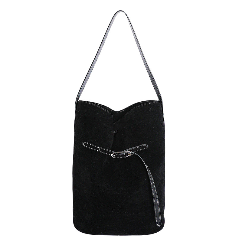 Casual Retro Suede Bag For Women 2025 New Arrival Commuter Versatile Shoulder Underarm Bag Simple Tote Bucket Bag - Thumbnail 7
