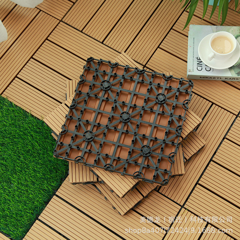 Piso Interlock de Madera Plástica, Impermeable, Antideslizante, para Balcón y Jardín image 5