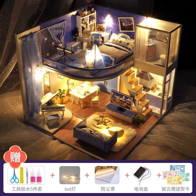 网红款手工小屋中国风古建筑拼装房子模型儿童玩具生日送女生|undefined