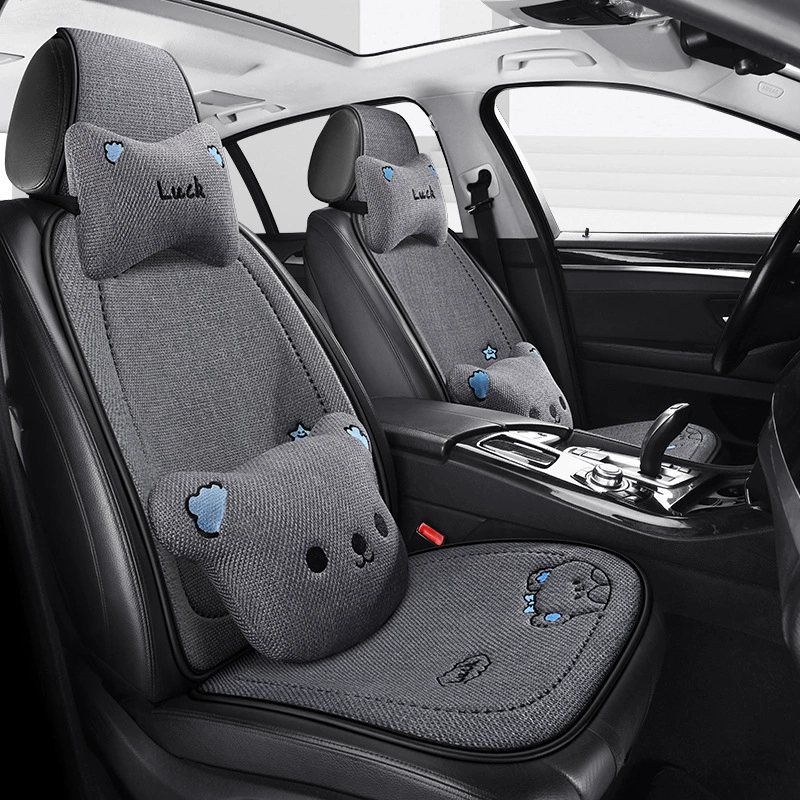 Автомобильные подушки Универсальные четыре сезона льняные автомобильные вентиляционные подушки летние мультяшные милые чехлы для сидений