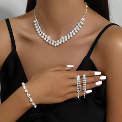 外貿飾品批發 婚紗婚慶攝影配飾高檔爪鏈鑲嵌仿珍珠項鍊套裝500