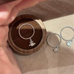 S925纯银土星鸢尾银珠戒指女复古轻奢小众设计气质小红书爆款指环