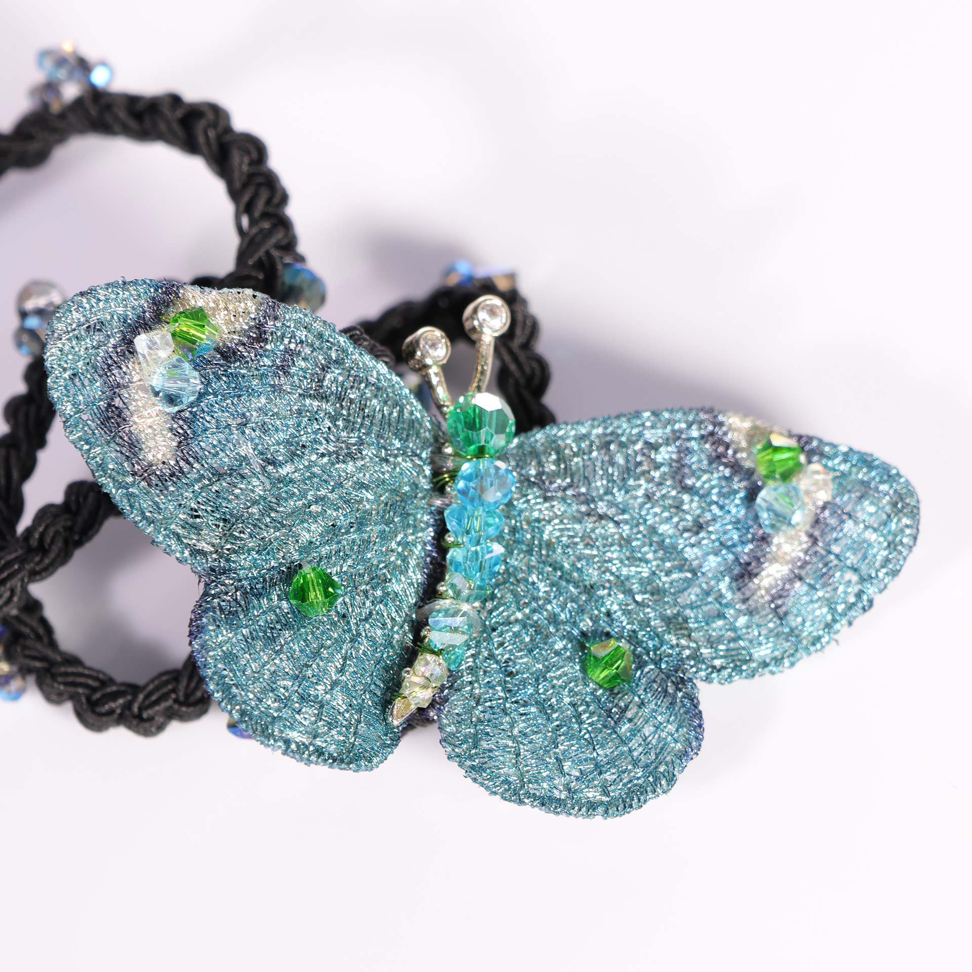 Elegante elastico per capelli a farfalla ricamato con diamanti_voghion.com