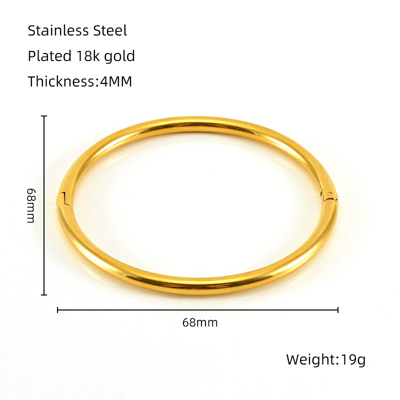 Pulsera redonda de acero de titanio con anillo liso y brillante, diseño de nicho simple, pulsera versátil de acero inoxidable, joyería de mano que no se decolora