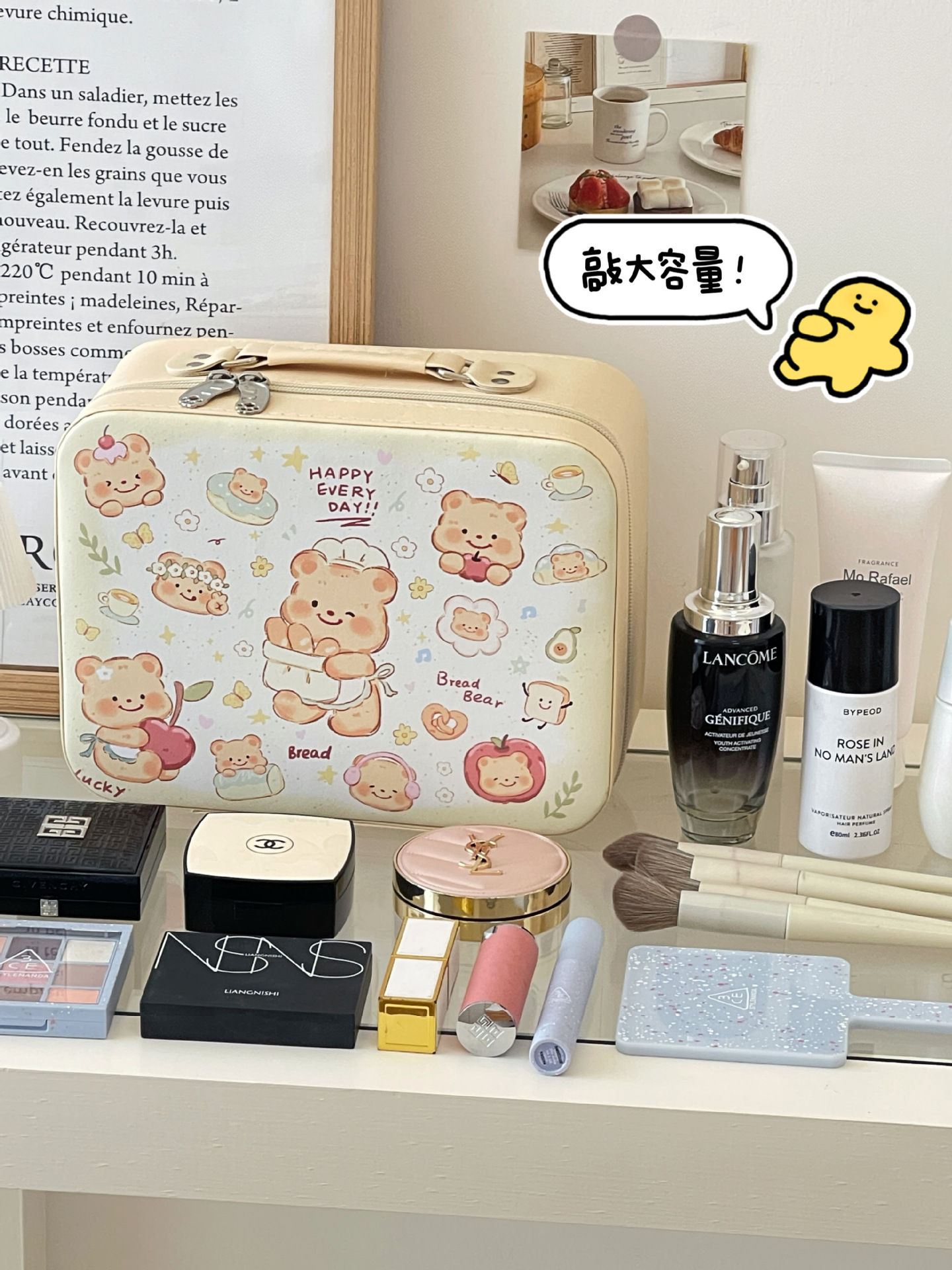 2025 nuevo espejo bolsas de maquillaje portátiles lindas maquillaje caja de gran capacidad portátil de alto valor facial almacenamiento de viaje impermeable