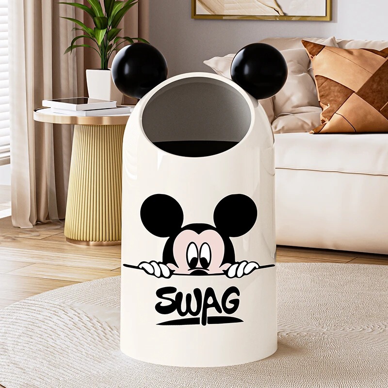 Creative Mickey Mouse Trash Can for Home Use, 2024 New Model, Modern and Minimalist Design, Suitable for Living Room, Bathroom, Bedroom, and Kitchen, with Lid Creative Mickey Mouse Trash Can for Home Use, 2024 New Model, Modern and Minimalist Design, Suitable for Living Room, Bathroom, Bedroom, and Kitchen, with Lid