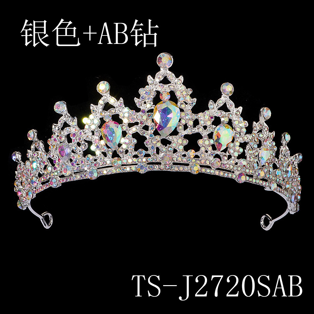 Europa y América nupcial joyería rhinestone aleación corona boda cena vestido de boda tocado luz lujo retro color diamante corona