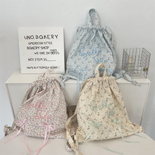 54194  田园小碎花ins复古旅行大学生字母刺绣单肩包出游双肩背包