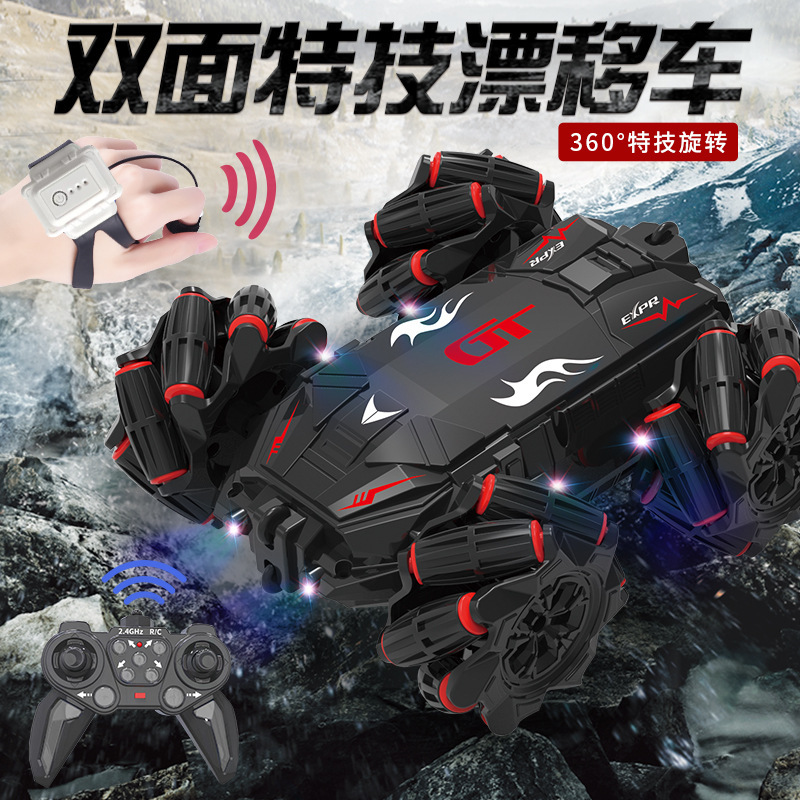 All-terrain 2.4Ghz gesture remote control double-sided off-road toy car cool lights sound pleasant racing experience All-terrain 2.4Ghz gesture remote control double-sided off-road toy car cool lights sound pleasant racing experience
