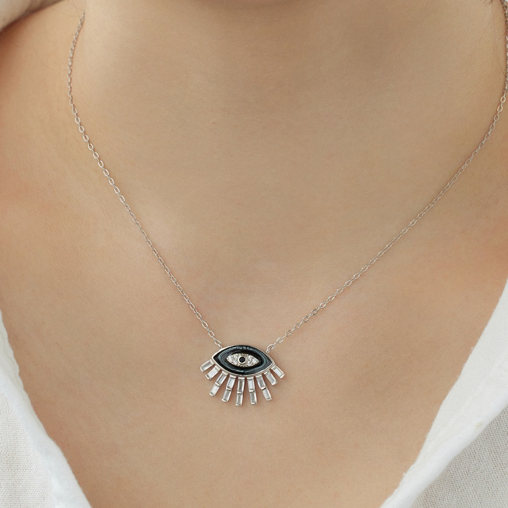 7g Weight 925 Sterling Silver Pendant Material Zircon Inlay Material Pendant Necklace Classification 925 sterling silver Chain Material cable chain Chain Type 1 Piece Quantity Daily Occasion 925 Sterling Silver Material Palm, Eye Pattern Women's Gender Hollow Out, Inlay Design Simple Style, IG Style Style 925 Sterling Silver Zircon Cable Chain Hollow Out Inlay Palm Eye Pendant Necklace 43