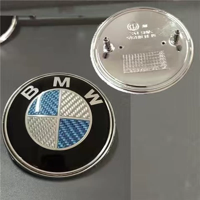 Suitable for Bmw Original Car — Car logo - carbon-fiber-blue-and-white-front-and-rear-mark-82mm