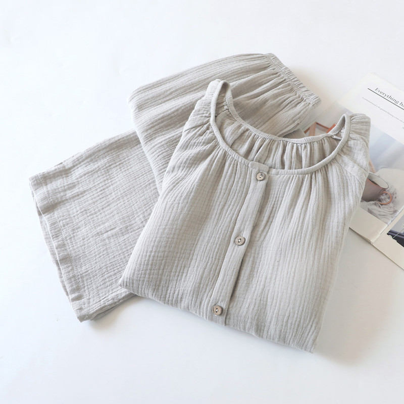 Double-Layer Pure Cotton Gauze Pajamas for Women, Summer Thin Style with Chest Pads, 100% Cotton, Japanese-Style Simple Loungewear That Can Be Worn Outside Double-Layer Pure Cotton Gauze Pajamas for Women, Summer Thin Style with Chest Pads, 100% Cotton, Japanese-Style Simple Loungewear That Can Be Worn Outside