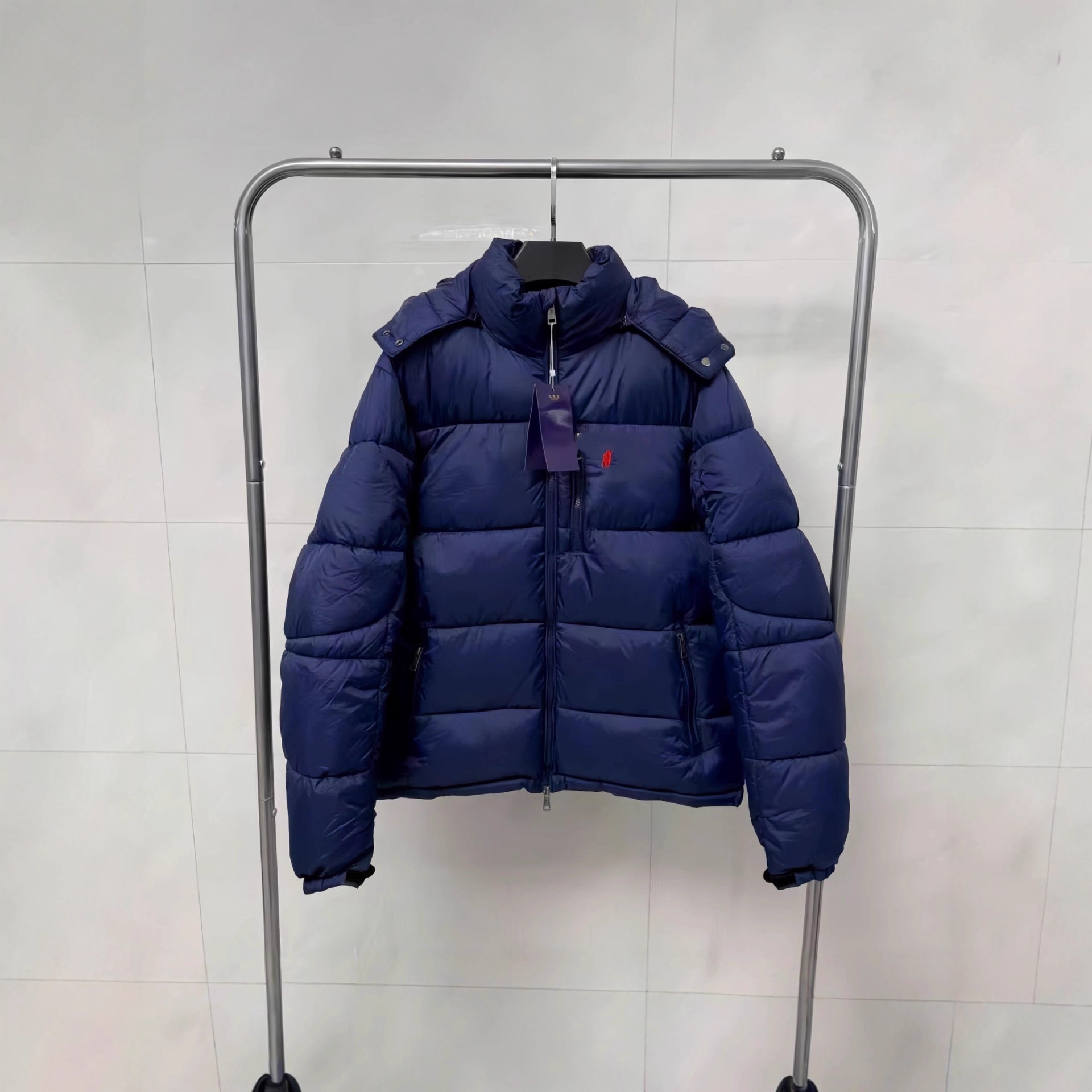 跨境外贸大码爆款冬季小马标男女同款连帽现货加厚保暖外套