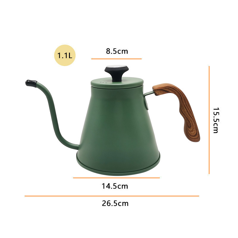 1,1L estilo europeo con tapa control de temperatura 304 acero inoxidable cafetera de descarga manual hervidor de agua de llama abierta para exteriores