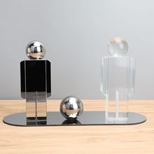 简约现代轻奢水晶人偶摆件样板房酒店家居客厅软装饰品工艺品摆件