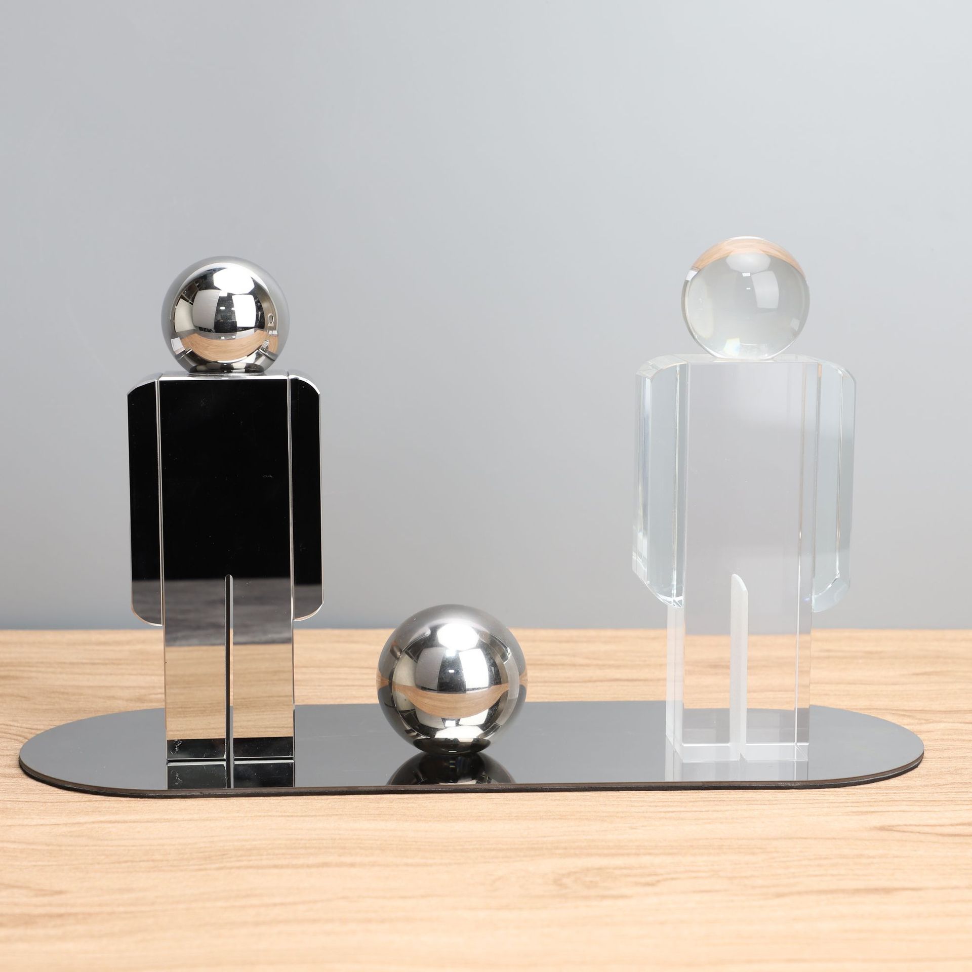 简约现代轻奢水晶人偶摆件样板房酒店家居客厅软装饰品工艺品摆件