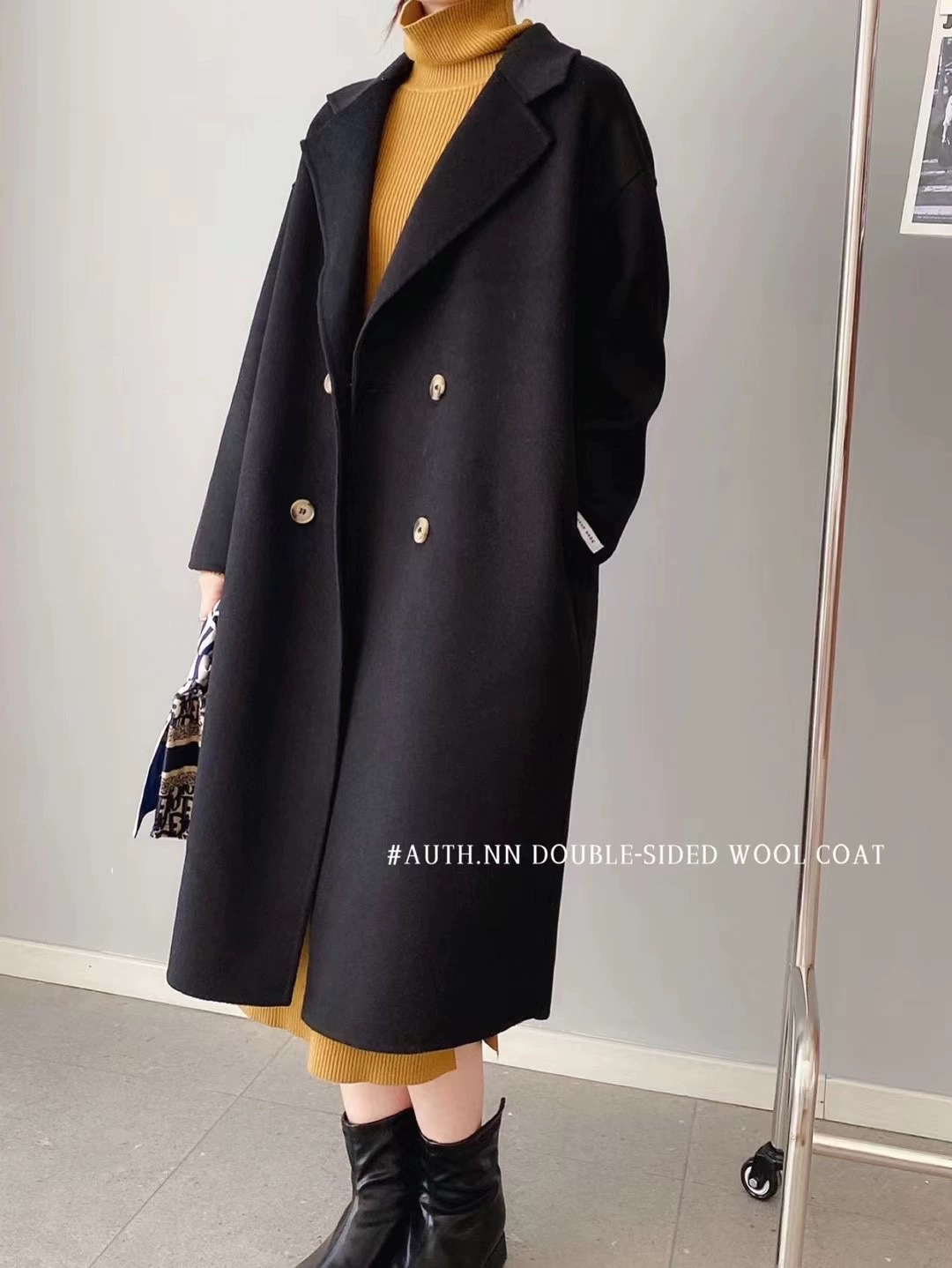 Double-Sided Cashmere Wool Coat, Korean Style Women's Jacket, Autumn, Reversible, S–M