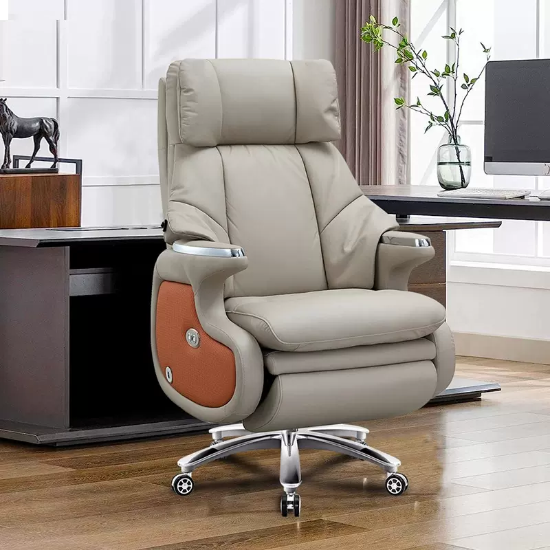 智能按摩电动真皮老板椅办公室可躺午休舒适久坐头等舱电脑椅家用