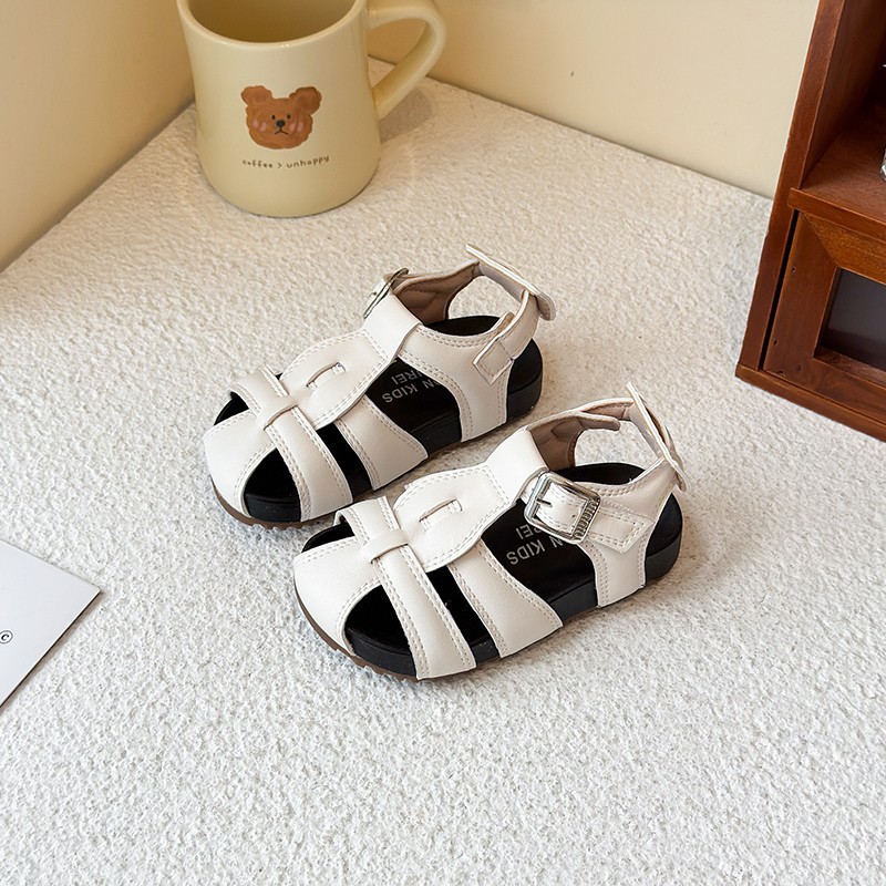 Sandali romani intrecciati in stile coreano da ragazza, semplici, a punta chiusa, estate 2026, suola morbida, scarpe da spiaggia, alla moda, con tacco piatto e traforato._voghion.com