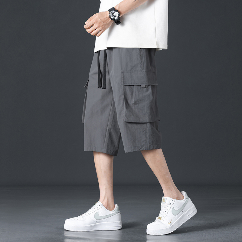 Men's Summer Thin Ice Silk Cropped Shorts Loose Casual Over-The-Knee Beach Cargo Pants Men's Summer Thin Ice Silk Cropped Shorts Loose Casual Over-The-Knee Beach Cargo Pants