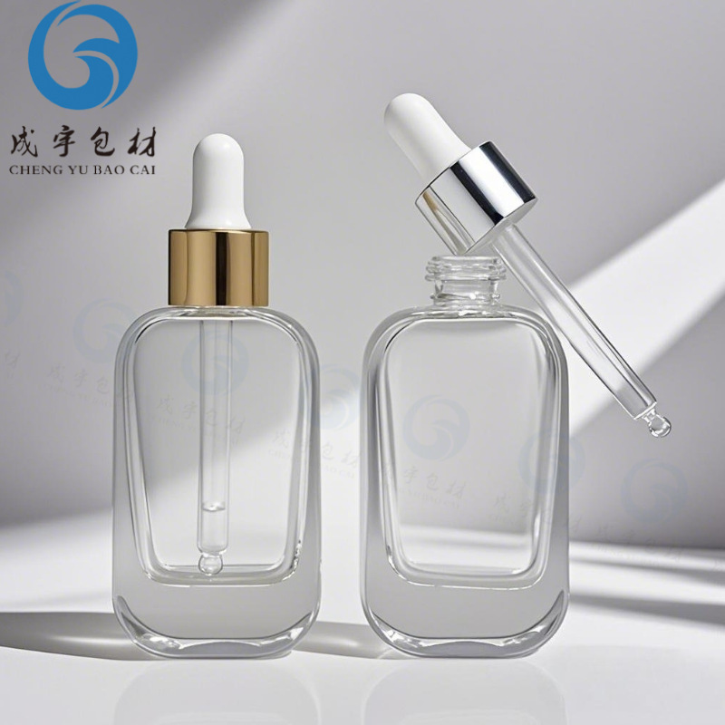 新款30ml扁平精华液滴管瓶 高档厚底透明精油分装瓶 化妆品精华瓶|undefined