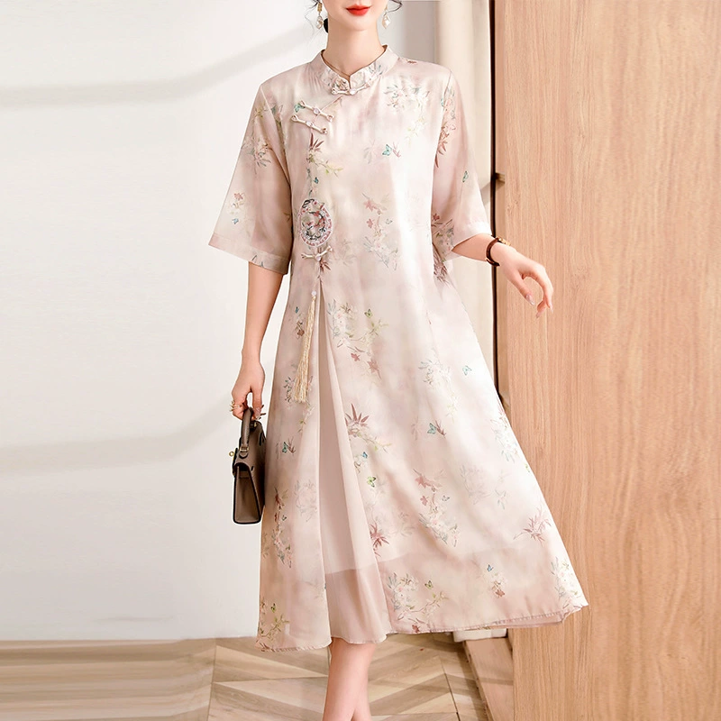Новый китайский стиль национальный стиль с пуговицами, улучшенное платье cheongsam