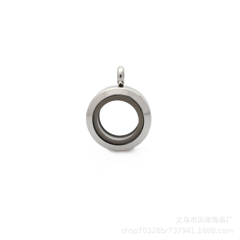 Gawu caja de acero inoxidable redonda de cristal caja de la foto cinabrio COLLAR COLGANTE hombres y mujeres Universal de múltiples tamaños disponibles