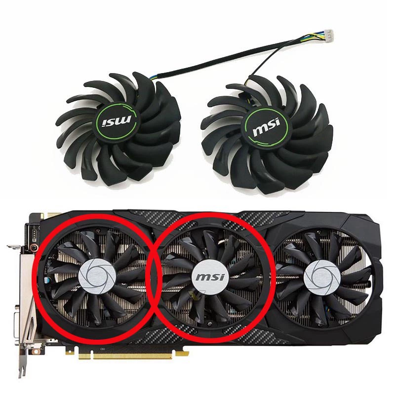 Кулер для видеокарты, совместим с MSI GTX 1070/1080 DUKE 8G Dark Dragon, три вентилятора PLD09210