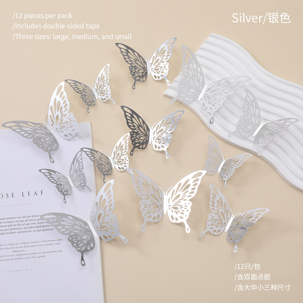 Nuevo hueco mariposa autoadhesivo pared fiestas de boda decoración de flores simples de alto nivel pegatinas creativas