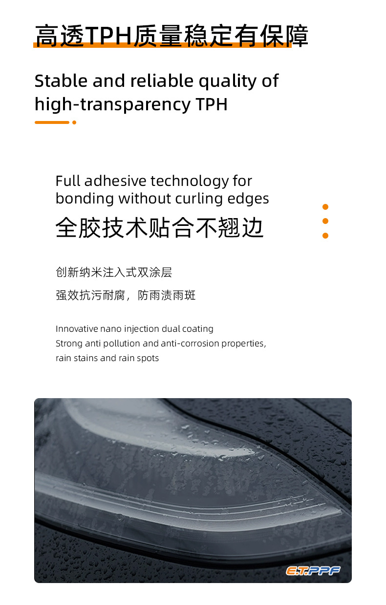 Car Headlight Protective Film Tph Car Light Color-Changing Film Anti-Scratch High-Transparency Tail Light Film Wholesale Anti-Scratch and Wear-Resistant