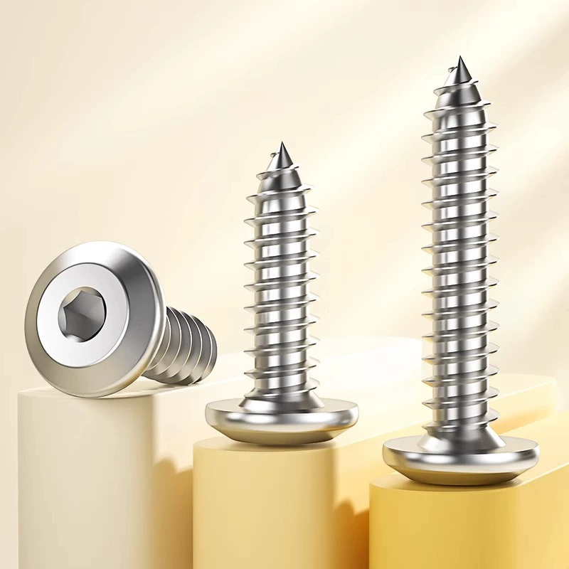 304 нержавеющая сталь перевернутый внутренний шестиугольный самонасаженный винт большая плоская головка скошенный край тонкая головка остроконечный деревянный винт M2M10