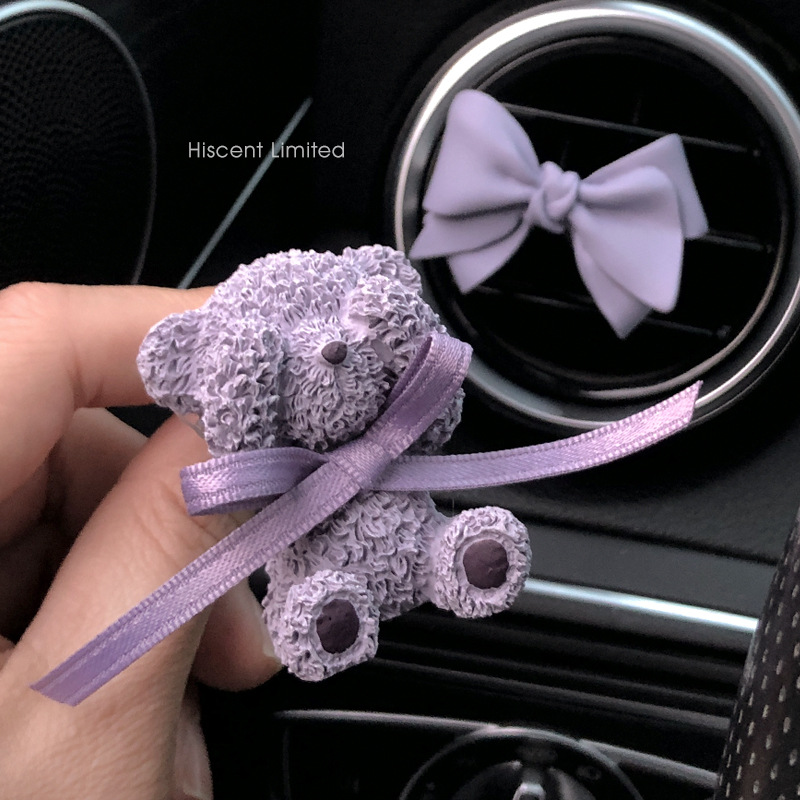 Arco púrpura oso coche perfume al por mayor aire acondicionado ventilación perfume decoración de piedra de perfume regalo para mujeres