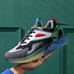 男鞋時尚運動鞋休閒跑步鞋春秋低幫網布面韓版潮鞋水晶底炫彩青年