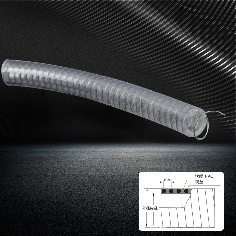 Supply PVC steel wire spiral pipe, large-diameter steel wire spring pipe column pump, transparent pi