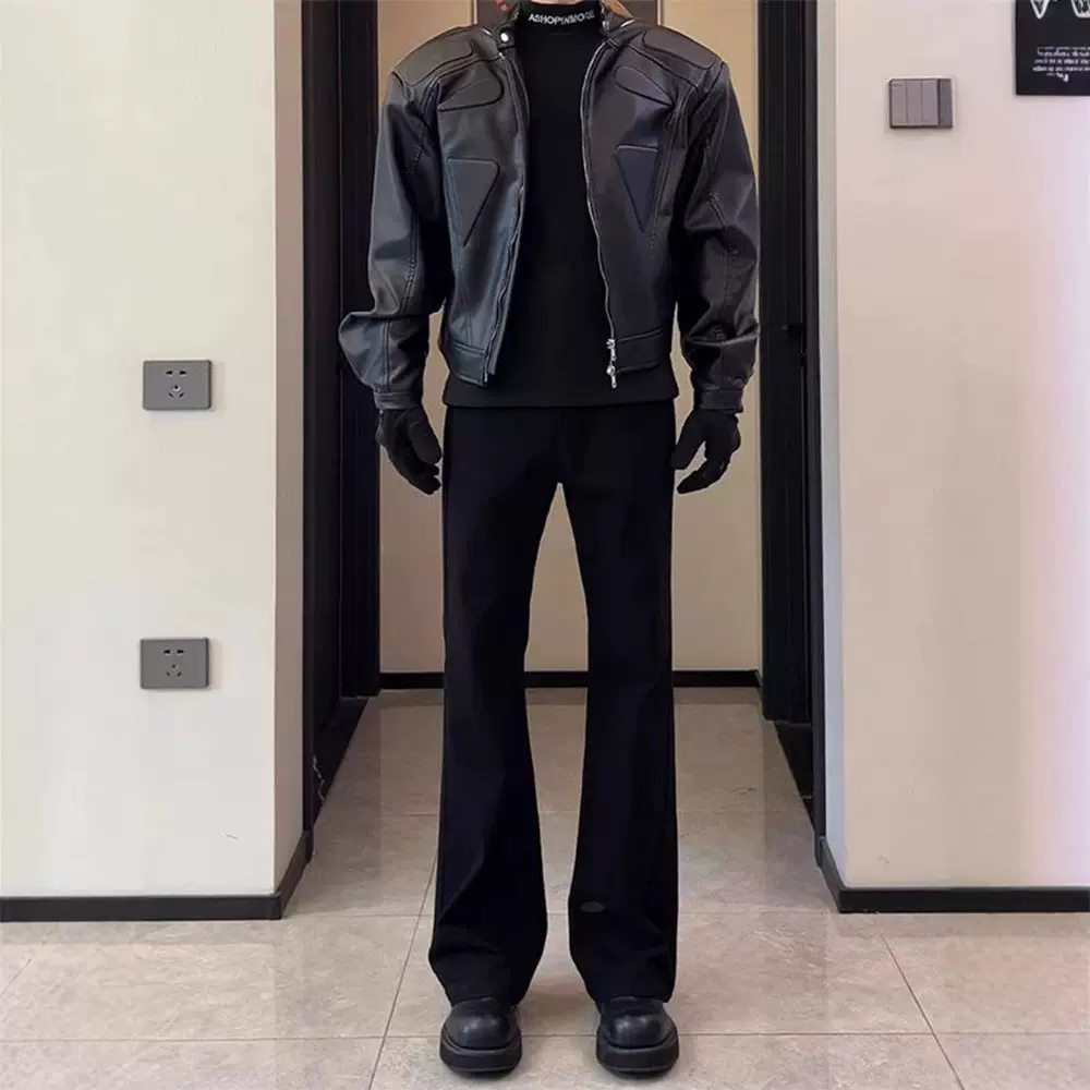 cleanfit弯刀微喇西裤男款春秋垂感黑色显瘦裤子高个子休闲直筒裤