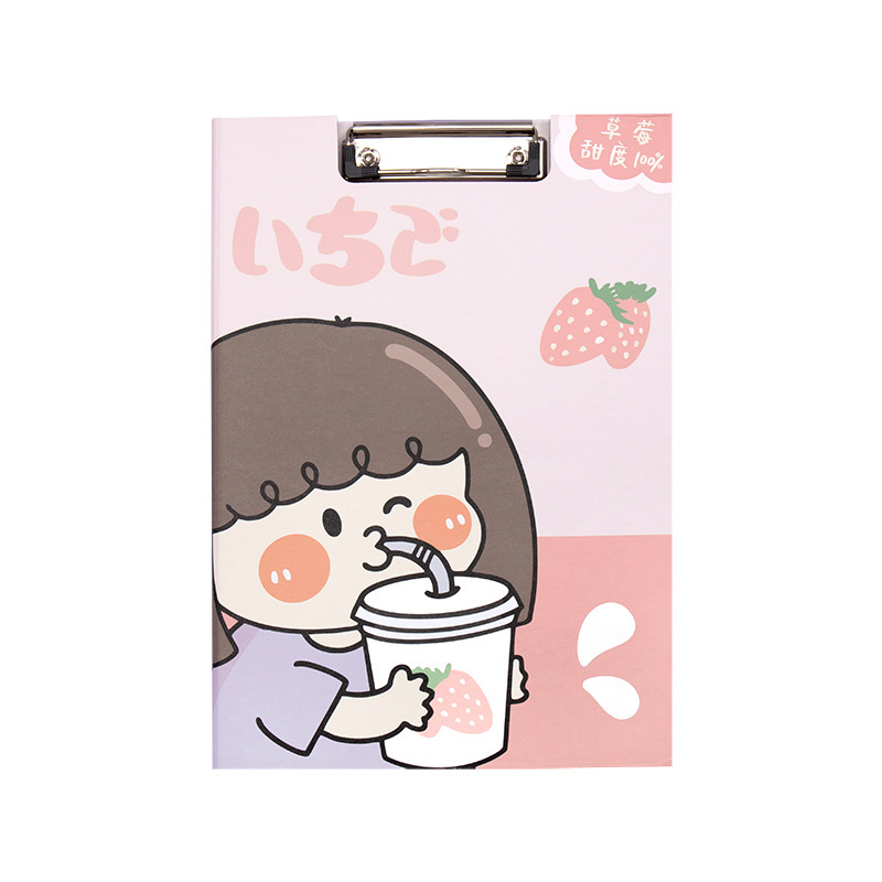 Clip de almacenamiento de papel de escritura de estudiante de escuela primaria de dibujos animados de alta apariencia Linda carpeta A4 clip de tablero fijo