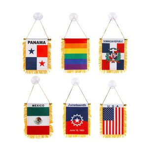 Cross-Border Mini Pennants in Various Countries Around the World, Double-Sided Tassels with Suction Cup Exchange Flags, Car Hanging Flags Customization
