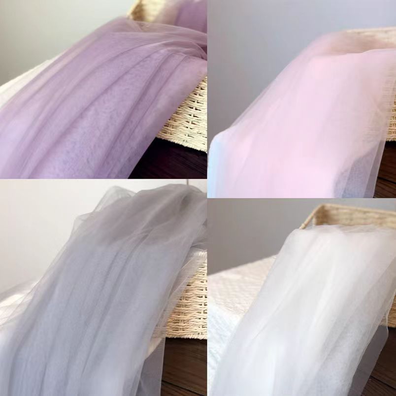 紫色粉蓝红色柔软瑞士透明网纱婚庆场景布置甜品台布置礼服裙布料