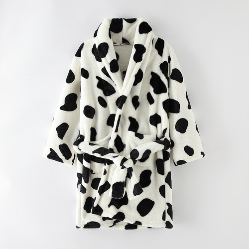 Children's autumn and winter flannel pajamas, home clothes, boys, girls, middle and large children's pajamas, bathrobes, parent-child wear, home clothes