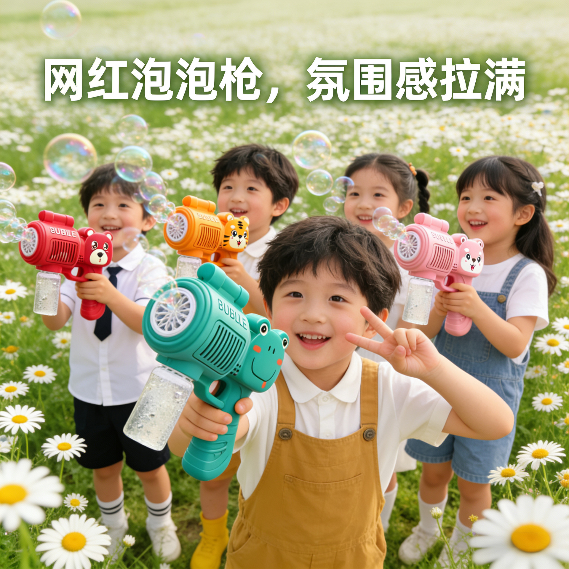 Nuevo automático de mano poroso soplado burbuja pistola eléctrica de burbujas para niños Gatlin red explosión máquina de burbujas