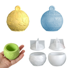 圣诞节浮雕雪花纹圆形收纳盒树脂硅胶模具 滴胶diy浆果石膏蜡烛杯