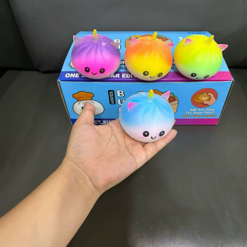 8.5cm Cartoon Expression Unicorn Big Bun Squeeze Toy Blind Box Pull Toy Simulation Xiaolongbao Toy