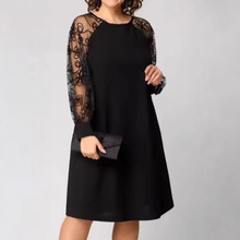 2025欧美时尚新款拼接蕾丝速卖通爆款长袖圆领连衣裙