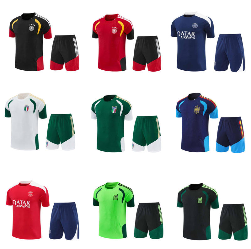 Adult Style Football Jerseys 26 Years New Model World Cup Pre-Match Training Short-Sleeved Football Training Uniforms Factory Direct Sales