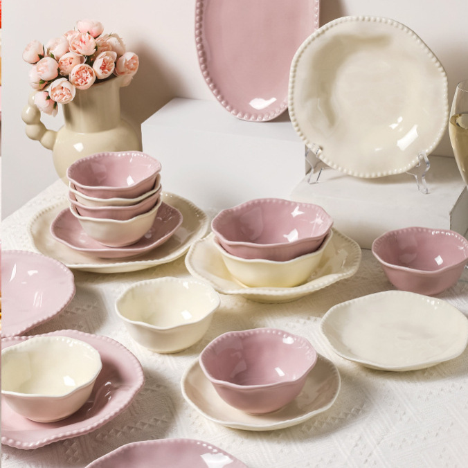 Tableware, ceramic cute set for food, high-quality style, full set