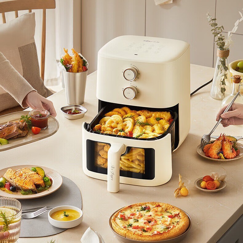 Bear Air Fryer Qzg-H15U8 Large Capacity 5 Liters Visual Fully Automatic No Need to Flip Low Fat Micro Steam
