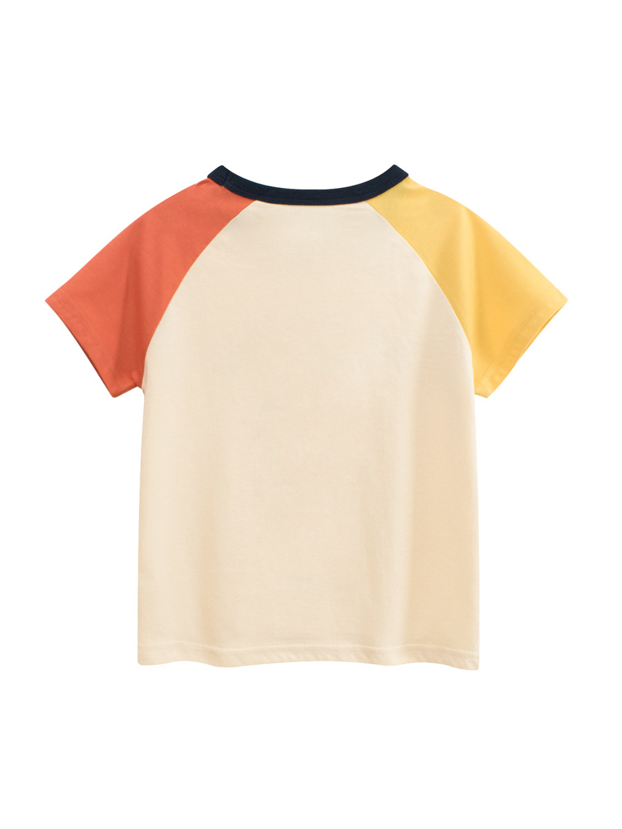 27kids camiseta de manga corta de verano para niños nuevo top raglán para niños estilo occidental ropa para niños de dibujos animados cabello de una pieza