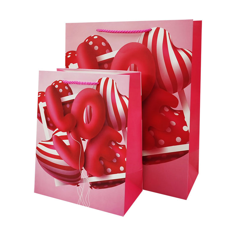 Suministro de suministro de comercio exterior bolsa de cartón Blanco Bolsa de regalo Día de San Valentín amor globo Regalo De vacaciones embalaje al por mayor